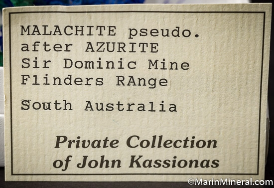 Azurite with Malachite pseudo after Azurite from Sir Dominic Mine, Flinders Range, South Australia [db_pics/pics/AR62a.jpg]