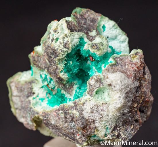 Dioptase with Wulfenite from Mammoth Mine, Tiger, Arizona, USA [db_pics/pics/CT109b.jpg]