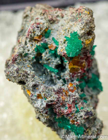 Dioptase with Wulfenite from Mammoth-Saint Anthony Mine, Tiger, Pinal Co., Arizona, USA [db_pics/pics/CT235c.jpg]