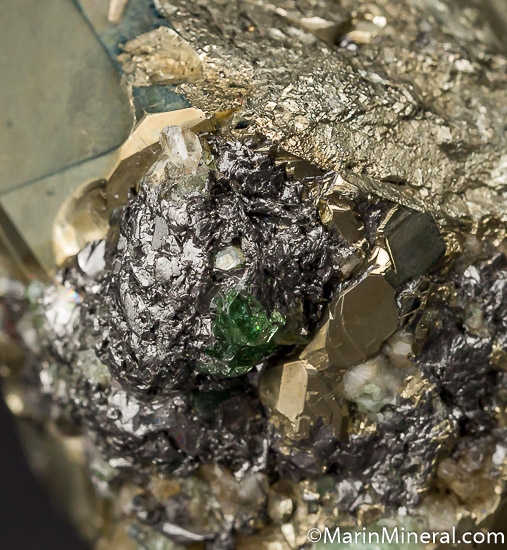 Pyrite with Tsavorite, Diopside from Merelani Hills, Arusha, Tanzania [db_pics/pics/J910c.jpg]