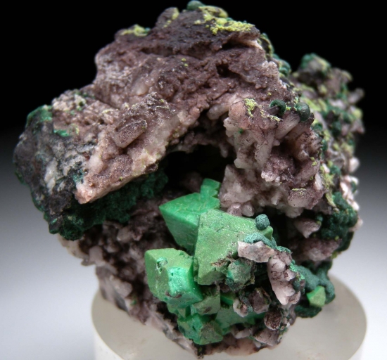Zincolivenite (Cuprian Adamite) on Quartz from Tsumeb, Namibia [db_pics/pics/LL26a.jpg]