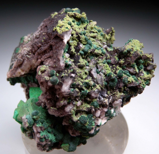 Zincolivenite (Cuprian Adamite) on Quartz from Tsumeb, Namibia [db_pics/pics/LL26d.jpg]
