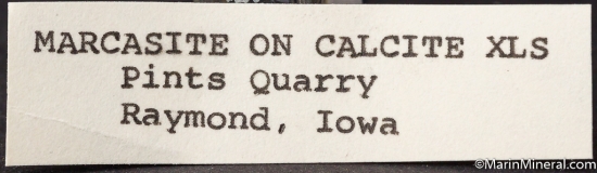 Pyrite, Marcasite with Calcite from Pints Quarry, Raymond, Iowa, USA [db_pics/pics/M257e.jpg]