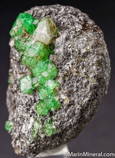 Tsavorite, Diopside, on Graphite from Merelani Hills, Arusha, Tanzania [db_pics/pics/M375b.jpg]