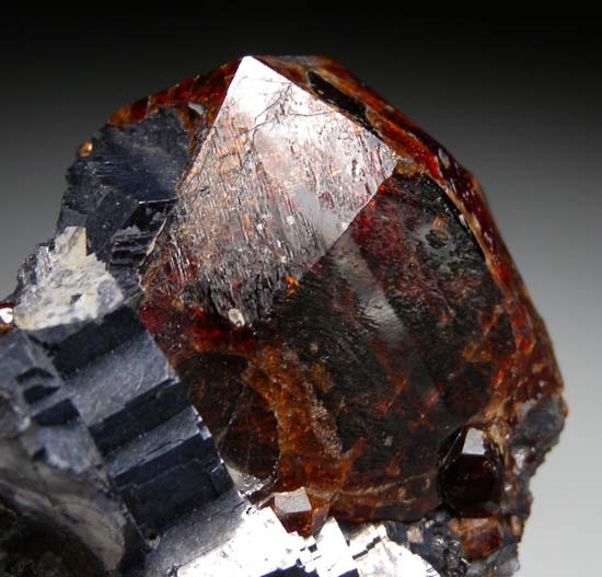 Spessartine on Galena from MMM Mine, Broken Hill, NSW, Australia [db_pics/pics/SM446c.jpg]