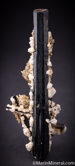 Zircon crystals on/after Siderite with Orthoclase, Quartz, and Aegirine from Mt. Malosa, Zomba, Southern Region, Malawi [db_pics/pics/SM558a.jpg]