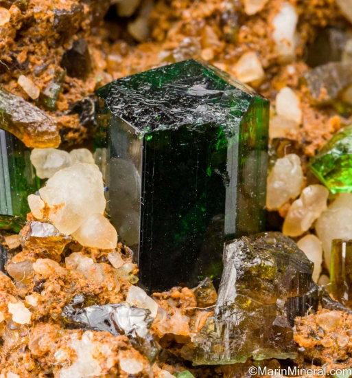 Chrome Dravite with Calcite from Commander Mine, Nadonjukin, Simanjiro, Tanzania [db_pics/pics/ST123d.jpg]