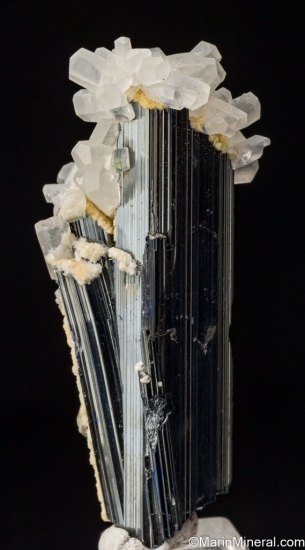Calcite on Stibnite from Henan Prov., China [db_pics/pics/ST565b.jpg]