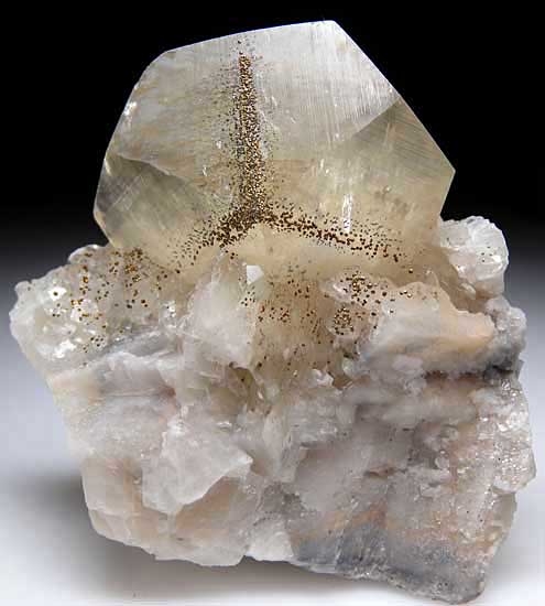 Pyrite on Calcite from Xianghualing Mine, Chenzhou, Hunan Prov., China [db_pics/pics/a811a.jpg]