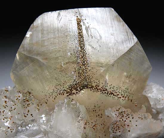 Pyrite on Calcite from Xianghualing Mine, Chenzhou, Hunan Prov., China [db_pics/pics/a811c.jpg]