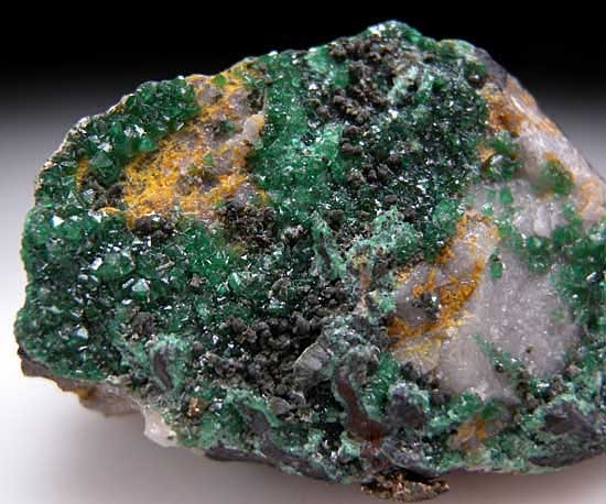 Cuprian Adamite with (?) from Tsumeb, Namibia [db_pics/pics/af478b.jpg]