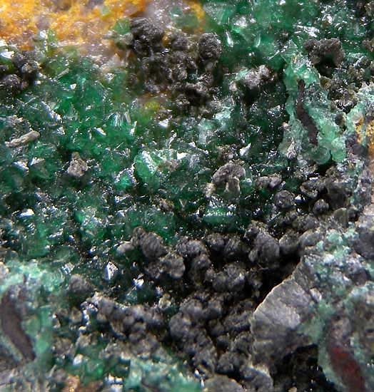 Cuprian Adamite with (?) from Tsumeb, Namibia [db_pics/pics/af478c.jpg]