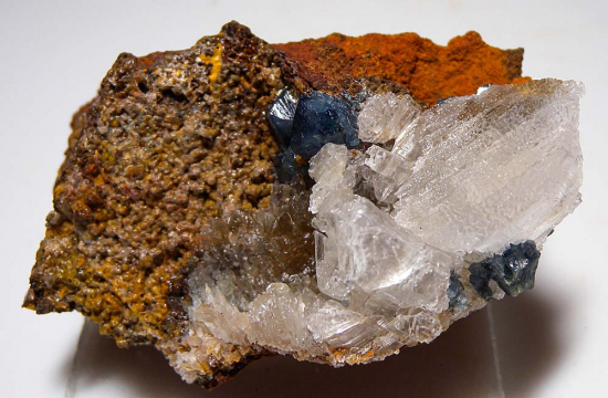 Scorodite with Selenite from Mina Oujela, Mapimi, Durango, Mexico [db_pics/pics/au146a.jpg]