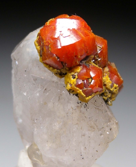 Mimetite var. Campylite on Quartz from Dry Gill Mine, Caldbeck Fells, Cumbria, England [db_pics/pics/au869b.jpg]