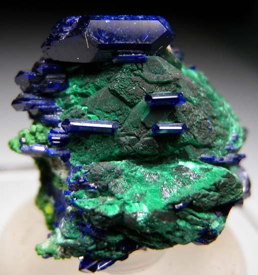 Azurite, Malachite after Azurite, Bayldonite from Tsumeb, Namibia [db_pics/pics/b575a.jpg]
