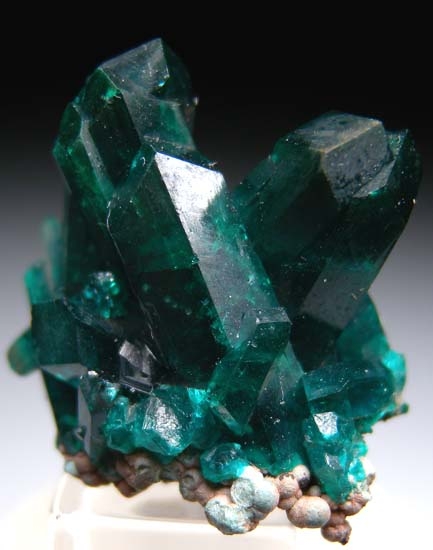 Dioptase on Plancheite from Christoph Mine, Kaokaveld, Namibia [db_pics/pics/b616b.jpg]