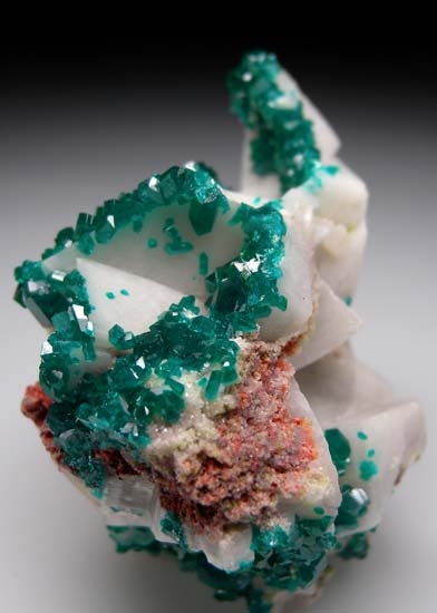 Dioptase on Calcite from Tsumeb, Namibia [db_pics/pics/b896b.jpg]
