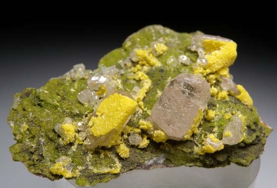 Mimetite on Cerussite with Duftite from Tsumeb, Namibia [db_pics/pics/c384a.jpg]
