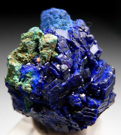 Azurite with Malachite after Cuprite from Blue Mine, Chessy, Rhone-Alpes, France [db_pics/pics/e636b.jpg]