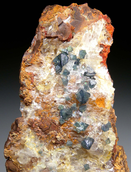 Scorodite on Selenite from Mina Oujela, Mapimi, Durango, Mexico [db_pics/pics/fm959b.jpg]