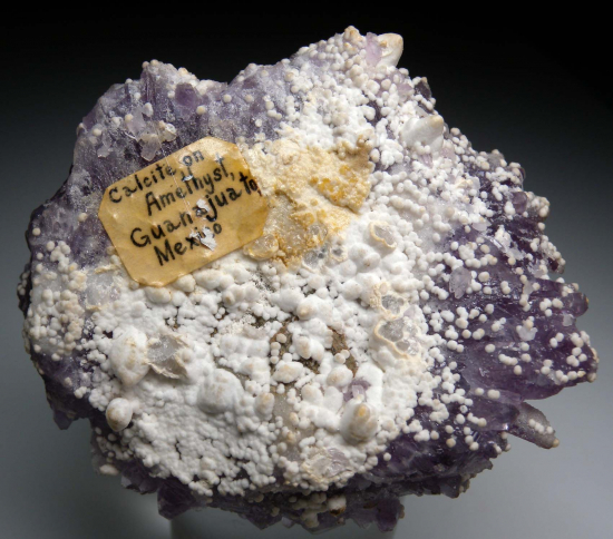 Calcite on Amethyst from Guanajuato, Mexico [db_pics/pics/p398b.jpg]