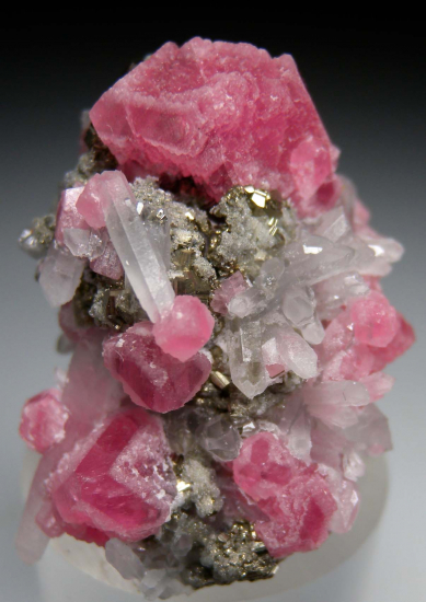Rhodochrosite, Quartz on Pyrite from Santa Rita Mine, Morococha District, Yauli Province, Junín, Peru [db_pics/pics/p444a.jpg]