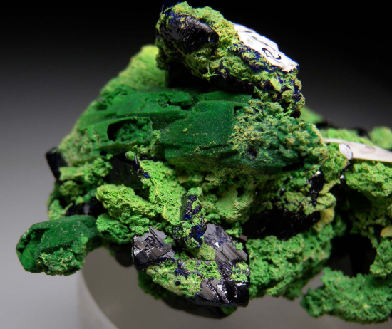 Azurite, Arsentsumebite, Bayldonite after Mimetite from Tsumeb, Namibia [db_pics/pics/p631e.jpg]