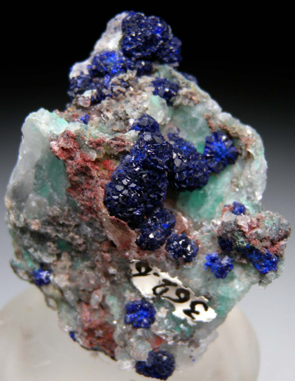 Azurite, Malachite on Selenite from Boleo, Santa Rosalia, Baja Sur, Mexico [db_pics/pics/p964a.jpg]