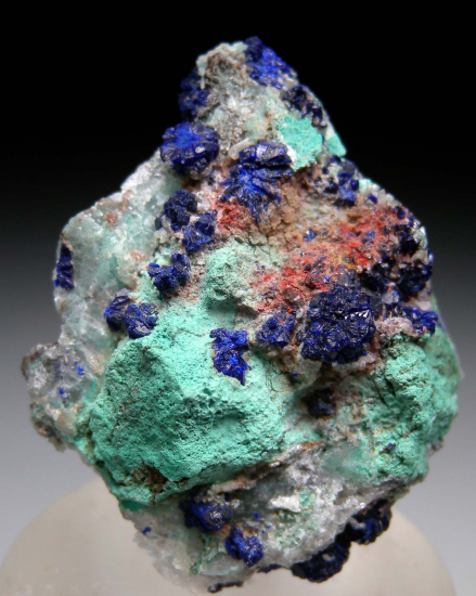 Azurite, Malachite on Selenite from Boleo, Santa Rosalia, Baja Sur, Mexico [db_pics/pics/p964b.jpg]