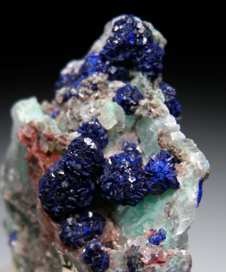 Azurite, Malachite on Selenite from Boleo, Santa Rosalia, Baja Sur, Mexico [db_pics/pics/p964c.jpg]