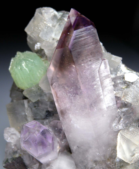 Amethyst with Prehnite, Calcite from Goboboseb Mtns., Erongo Region, Namibia [db_pics/pics/r347c.jpg]