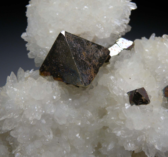 Pyrite on Quartz casts after Fluorite from Quiruvilca Mine, La Libertad, Peru [db_pics/pics/r434d.jpg]