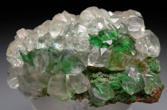 Calcite on Conichalcite from Mina Ojuela, Mapimi, Durango, Mexico [db_pics/pics/r528a.jpg]