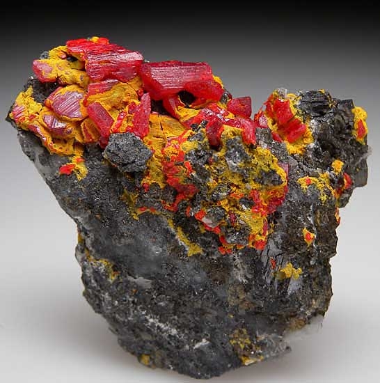 Realgar, Orpiment on from Mina Palomo, Julcani, Peru [db_pics/pics/sa904a.jpg]