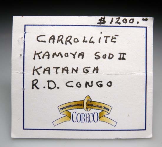 Carrollite on Calcite from Kamoya South Mine, Katanga, Democratic Republic of Congo [db_pics/pics/t737c.jpg]