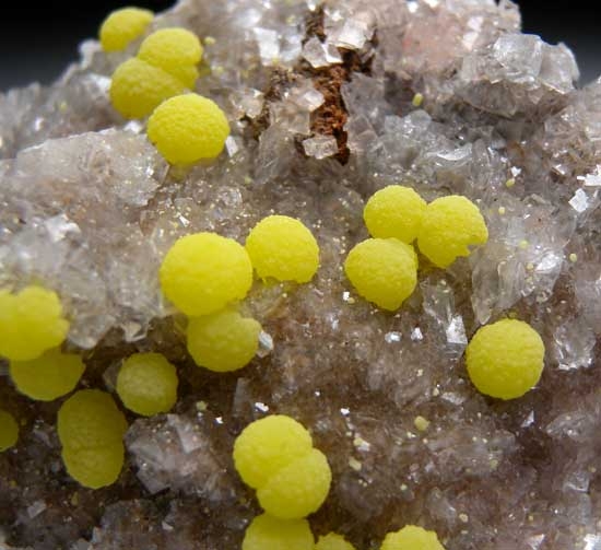 Mimetite on Calcite from Santa Eulalia, Chihuahua, Mexico [db_pics/pics/tu169b.jpg]