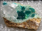 Dioptase with Calcite from Christmas Mine, Gila Co., Arizona, USA [AU795]
