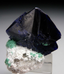 Azurite on Barite with Malachite from Volborthite zone, Milpillas Mine, Cuitaca, Sonora, Mexico [P412]